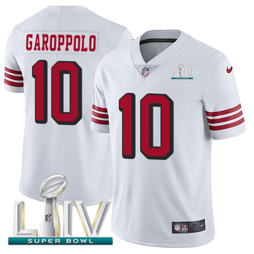 San Francisco 49ers Nike 10 Jimmy Garoppolo White Super Bowl LIV 2020 Rush Youth Stitched NFL Vapor Untouchable Limited Jersey